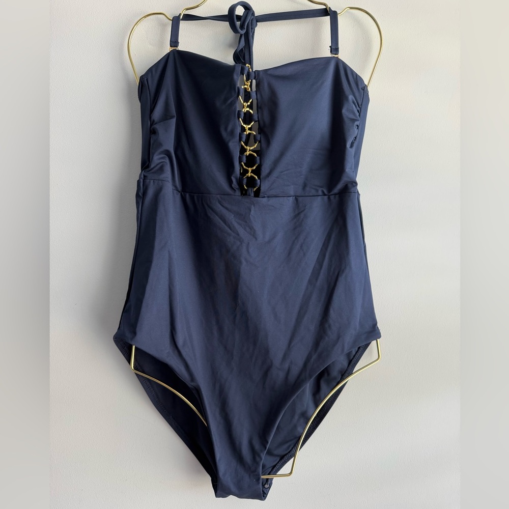 Trina Turk Women’s Blue Monaco Strapless One-Piece Swimsuit Size 8